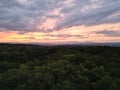 view of catskill mountains at sunset (catskills, new york state, drone image of hills and trees) landscape, blue Royalty Free Stock Photo