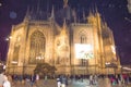 View of Cattedrale di Santa Maria Nascente big Duomo di Milano, evening with beautiful lighting, Italy Milan 5 October