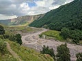 View of the Caucasian mountains in the Jily-su valley. The river Malka flows near the mountains. Prielbrusye National Park, Royalty Free Stock Photo