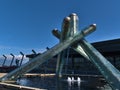 View of the cauldron, used for the 2010 Winter Olympic Games, in Vancouver downtown at Jack Poole Plaza. Royalty Free Stock Photo