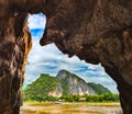View from the cave. Beautiful landscape. Laos.