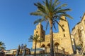 View of Cefalu Cathedral or Duomo di Cefalu and Piazza del Duomo in the coastal town of Cefalu in Sicily in Italy Royalty Free Stock Photo