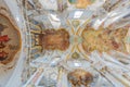 View of the ceiling of the Basilica of the Fourteen Holy Helpers Royalty Free Stock Photo