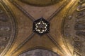 View of the ceiling inside the entrance of the Palazzo dei Priori in Volterra