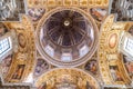 View of ceiling luxurious decoration inside the cupola of Saint Peter Basilica in the Vatican Royalty Free Stock Photo