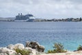 Kralendijk, Bonaire - April 12, 2018: View of Celebrity Equinox Cruise Ship docked in Kralendijk from Te Amo Beach Royalty Free Stock Photo