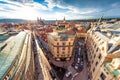 View of Celetna and U Prasne brany streets corner from above. Pr Royalty Free Stock Photo