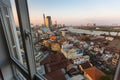 View center of city from the windows of the house. Royalty Free Stock Photo