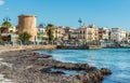 View of center of Mondello, is a small seaside resort near center of city Palermo.