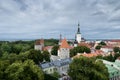 View of the center of old Tallinn. Observation deck. Spire. Estonia