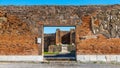 View of the center Roman Temple of Genius Augusti of Pompei, Italy Royalty Free Stock Photo