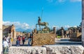 View of the center square of Pompei, Italy