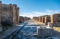 View of the center street of Pompei, Italy