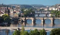 View of central bridges of Prague