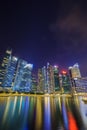 Central business district building of Singapore city at night Royalty Free Stock Photo