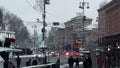 View of the snowy main street in Kiev, Khreshchatyk