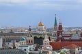 Moscow, Russia - July 09, 2019: View of beautiful Moscow with the Cathedral of Christ the Savior and the Moscow Kremlin