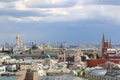 Moscow, Russia - July 09, 2019: View of the central part of Moscow with the partially visible Moscow Kremlin