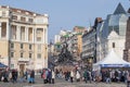 View of the Central square, the monument to the fighters for the Power of the Soviets and Ocean Avenue