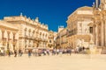 View of The Central Square in Ortygia Ortigia, Piazza Duomo with walking people