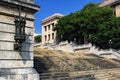 View of the central stone staircase and fragments of the building of the University of Havana. Cuba Royalty Free Stock Photo