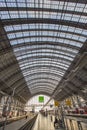 View of central train station in classicistic architecture style in Frankfurt. It is the biggest train station in Germany