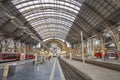 View of central train station in classicistic architecture style in Frankfurt. It is the biggest train station in Germany