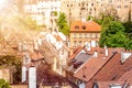 View of Cesky Krumlov Old town and The Cloak Bridge, part of the