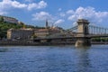 A view of the Chain Bridge and Fisherman`s Bastion in Budapest Royalty Free Stock Photo