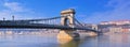 Szechenyi Chain bridge over Danube river, Budapest, Hungary. Royalty Free Stock Photo