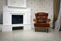 View of chair and fireplace Royalty Free Stock Photo