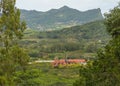 View on Chamarel with rum factory from Plaine Champagne Mauritius