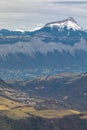 View of the Chamechaude peak in the Chratreuse mountains from the Belledonne moutains, Isere, France Royalty Free Stock Photo