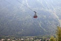 The view of Chamonix's valley with cabin of Flegere cable car