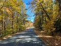 The view of the changing leaves from a vehicle on the Blue Ridge Parkway Royalty Free Stock Photo