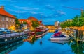 View of a channel next to the Christiansborg Slot Palace in Copenhagen, Denmark