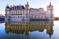View of Chantilly castle with reflection Royalty Free Stock Photo