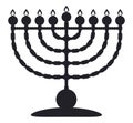 Chanukiah`s silhouette ready for Hanukkah, Vector illustration