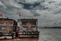 View of the Chao phraya Express Boat and Krung Thep Bridge in the background