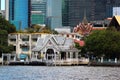 View of Chao Phraya river waterfront in Bangkok, Thailand