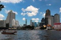 View of Chao Phraya river waterfront in Bangkok, Thailand