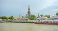 View from Chao Praya river to Wat Arun, The Temple of Dawn, Bangkok, Thailand Royalty Free Stock Photo