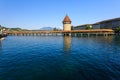 View at the Chapel bridge over Reuss river in Luzern Lucerne. Royalty Free Stock Photo