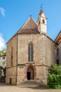 View at the Chapel of Santa Barbara in the streets of Merano in Italy