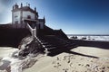 View of Chapel Senhor da Pedra on Praia de Miramar, Vila Nova de Gaia, Portugal.