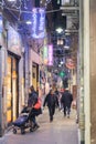 View of the characteristic streets of the center of Genoa.