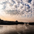 View of the charles bridge in the eavning in Prague Czech Republic Royalty Free Stock Photo