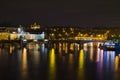 View from the Charles Bridge at night Royalty Free Stock Photo
