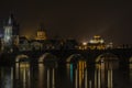 View for Charles bridge in night Prague Royalty Free Stock Photo