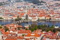 View of Charles Bridge over Vltava river and Old city from Petri Royalty Free Stock Photo